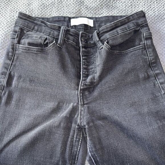 Vervet High Rise Black Distressed Super Flare Raw Hem Stretch Jeans Size 26 - Picture 3 of 8